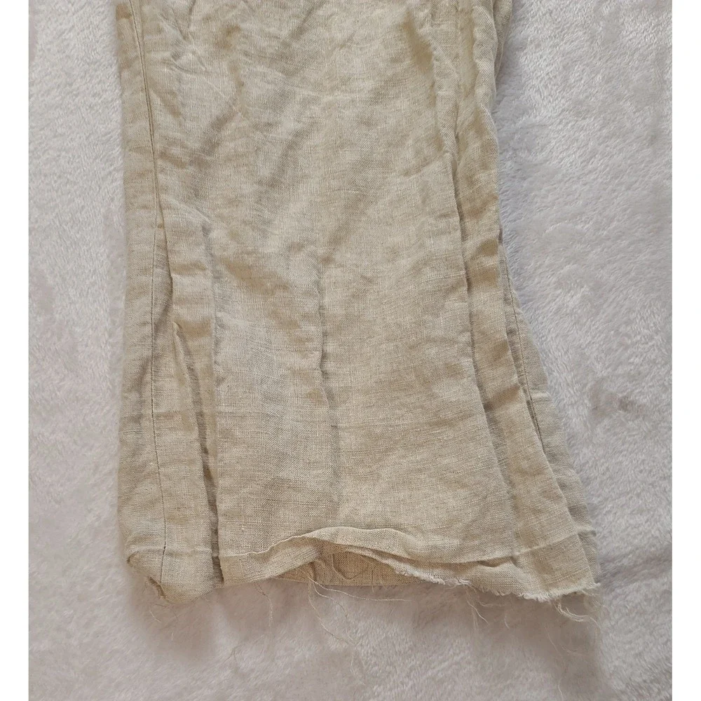 Inserch Men's 36x31 Linen Pleated‎ Trousers Pants Beige Tan Frayed Hem Neutral